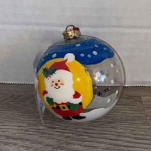 Chase International Inside Art Blown Glass Ornament In Box Sunny Santa